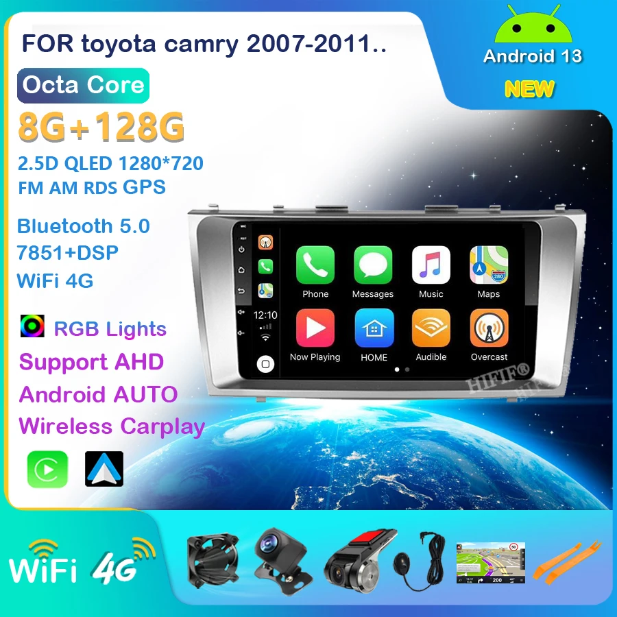 

Android 13 2din Car Radio multimedia video player For Toyota Camry 40 2006 2007 2008 2009 2010 2011 navigation GPS audio 2 DIN