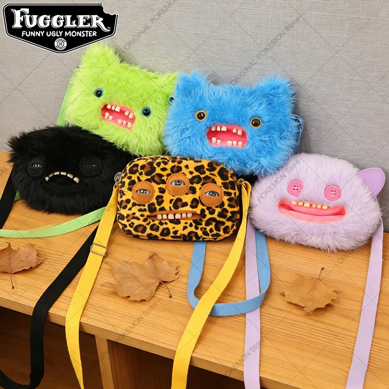 Original Fuggler Ugly Teeth Monster Plush Toys Shoulder Bag Fugglers Wide Eyed Weirdo Grin Grin Peluche Dolls Crossbody Bag Gift