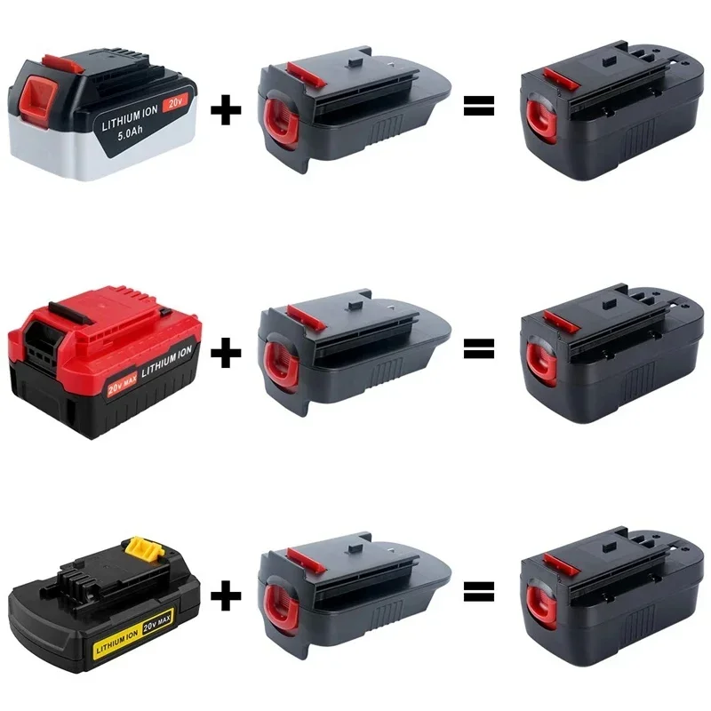 Para Black Decker/Stanley/Porter Cable 20V Max batería de litio para Black Decker 18V Ni Hpa1820 20V adaptador convertidor de batería