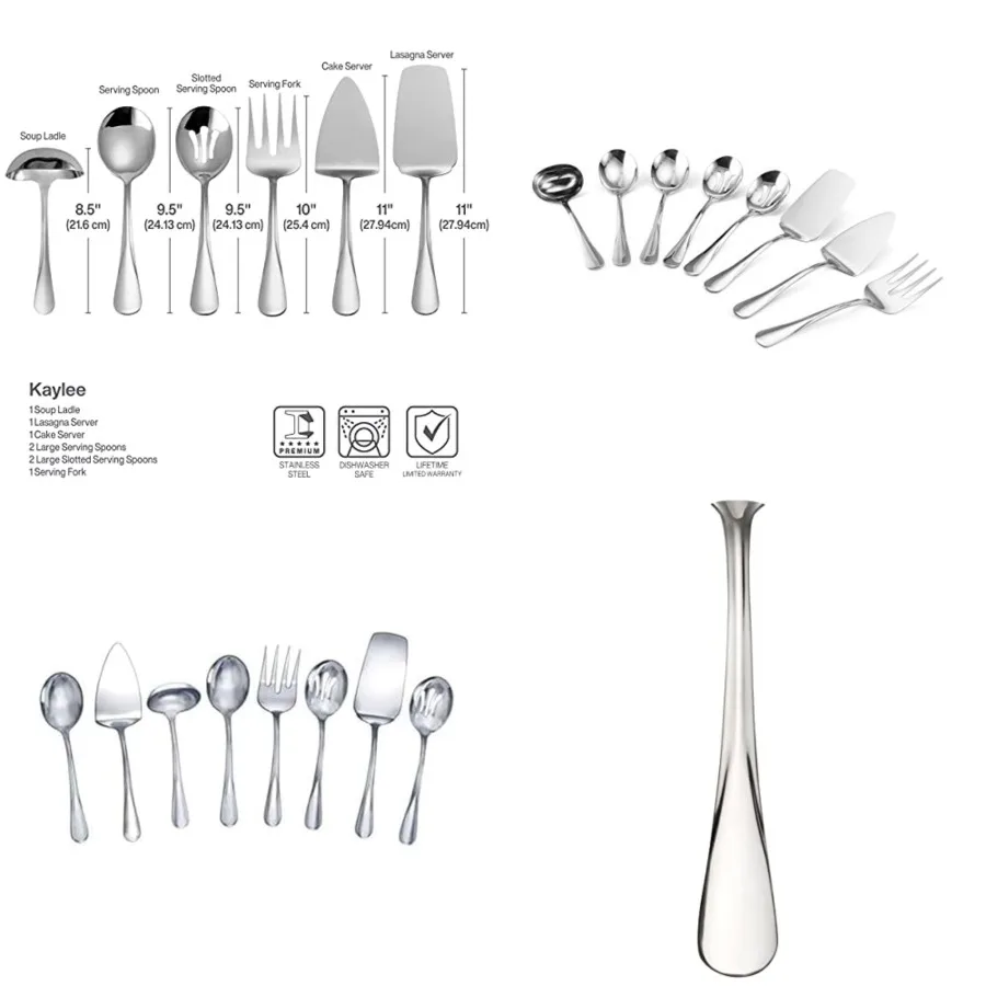 

Mikasa Gourmet Basics Kaylee 8-Piece Serving Set, 18/10 Stainless Steel, Soup Ladle, Lasagna Server, Cake Server, Tablespoons,
