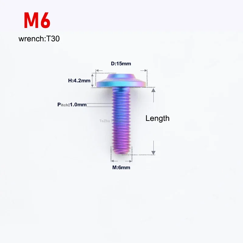 1Pc Titanium Bolt M5 M6 M8 x 6 8 10 12 14 15 16 18 20 25 30 40 50mm Torx Umbrella Head Screw for Bicycle Motorcycle Disk Brake view 4