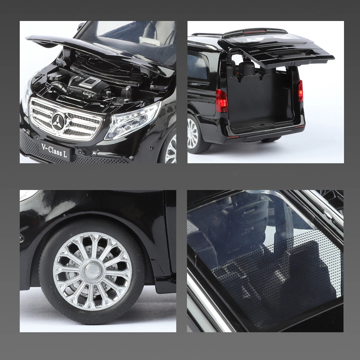 NEW 1:24 Benz V260 MPV Alloy Model Car Toy Diecasts Casting Sound and Light Pull Back Car Toys For Children Vehicle