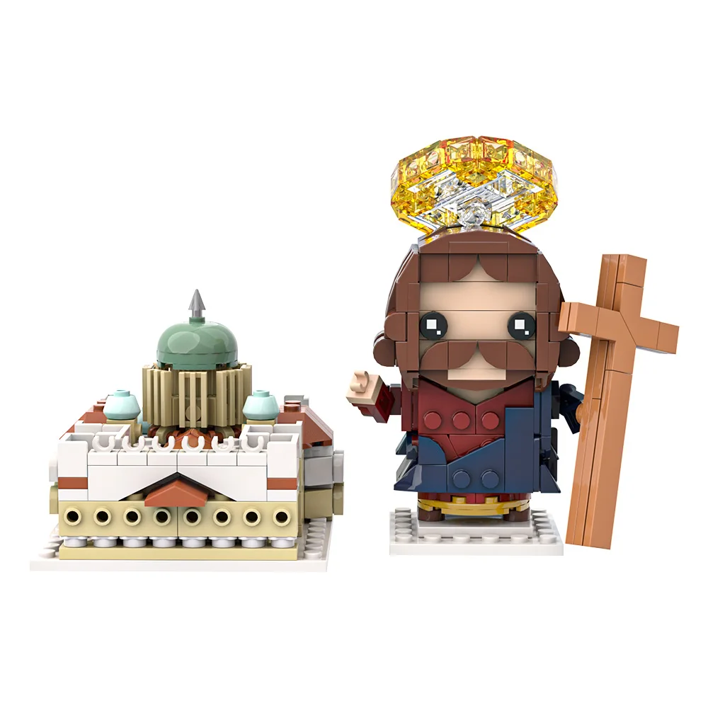 MOC ภาพยนตร์โบสถ์พระเยซู Brickheadz Building Blocks รุ่นพระคัมภีร์ทางศาสนาพระเยซูตัวอักษรอิฐประกอบของเล่นสําหรับของขวัญเด็ก