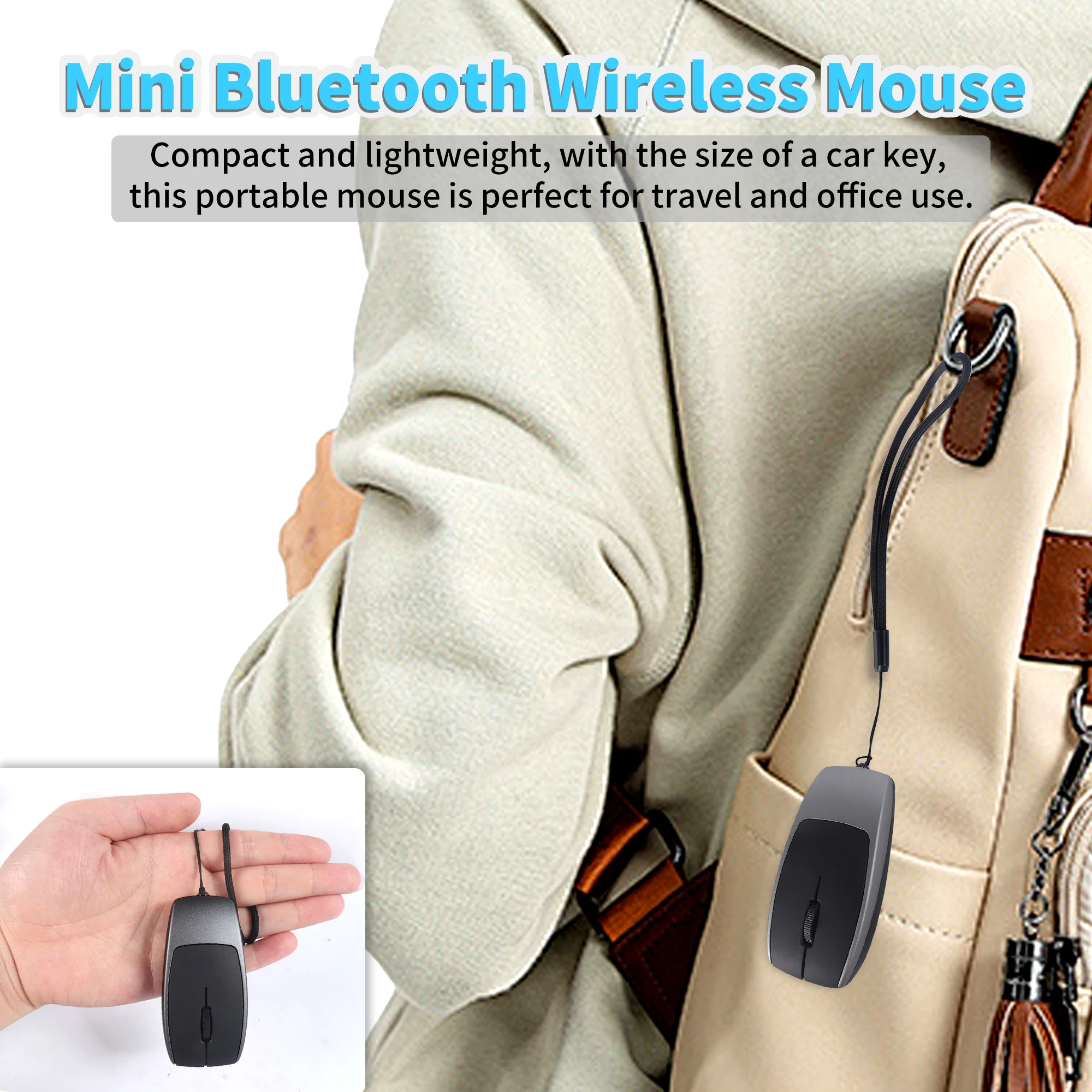 

Mini Car Key Shape Bluetooth Wireless Mouse with Card Reader Function Silent Rechargeable Portable Mice for Office Travel