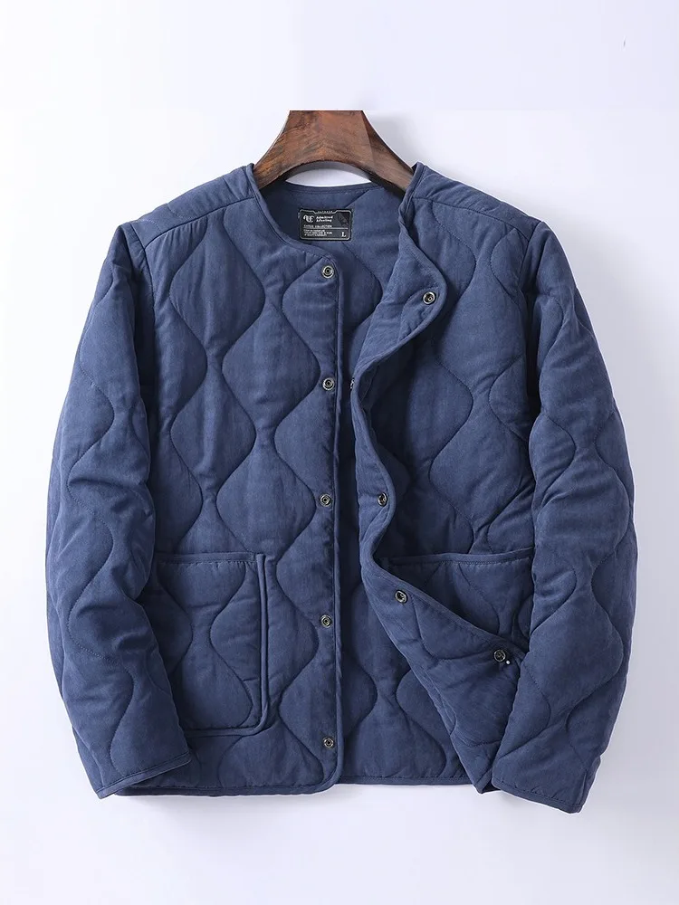 

Thiened Cotton Jaet Men's Sandwich Cotton Warm Outerwear American Retro Trendy Brand Loose Collarl Sewing Cotton Coat
