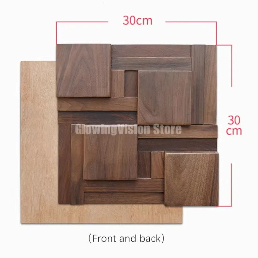Black Walnut Log Solid Wood Mosaic Tile Square Mosaic Background Sofa TV Background Wall Decoration Art Acoustic Diffuser Panel