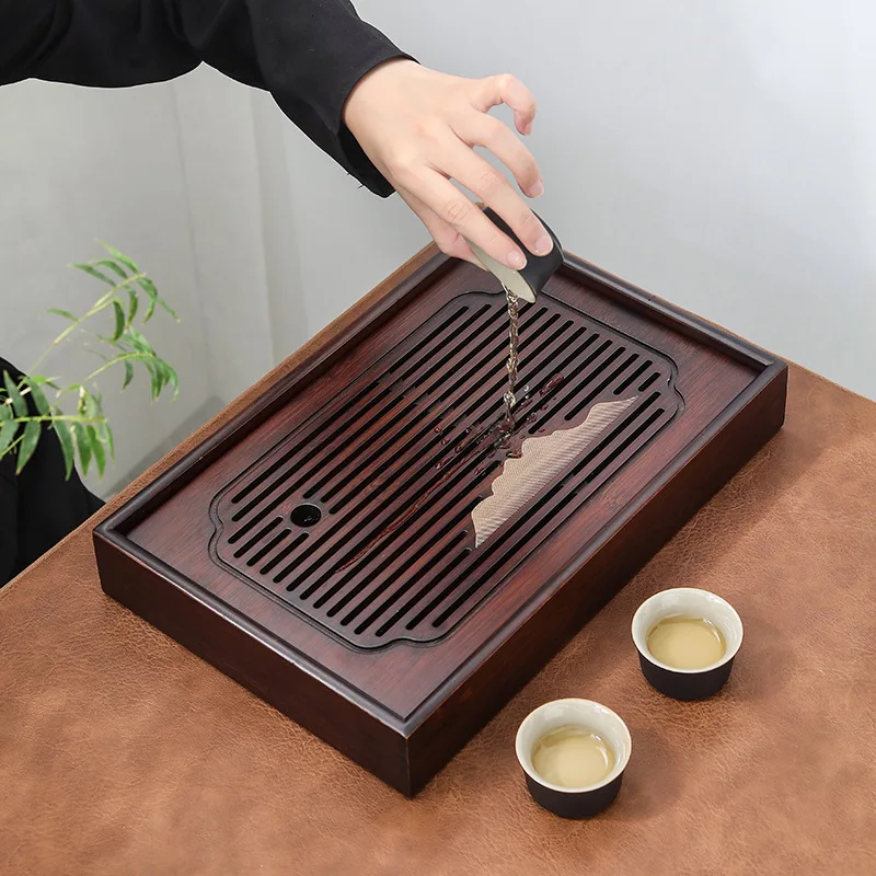 Bamboo tea tray Water storage tea table Kung fu tea set Tea sea tea tray embedded bamboo waterproof tea tray art tea set