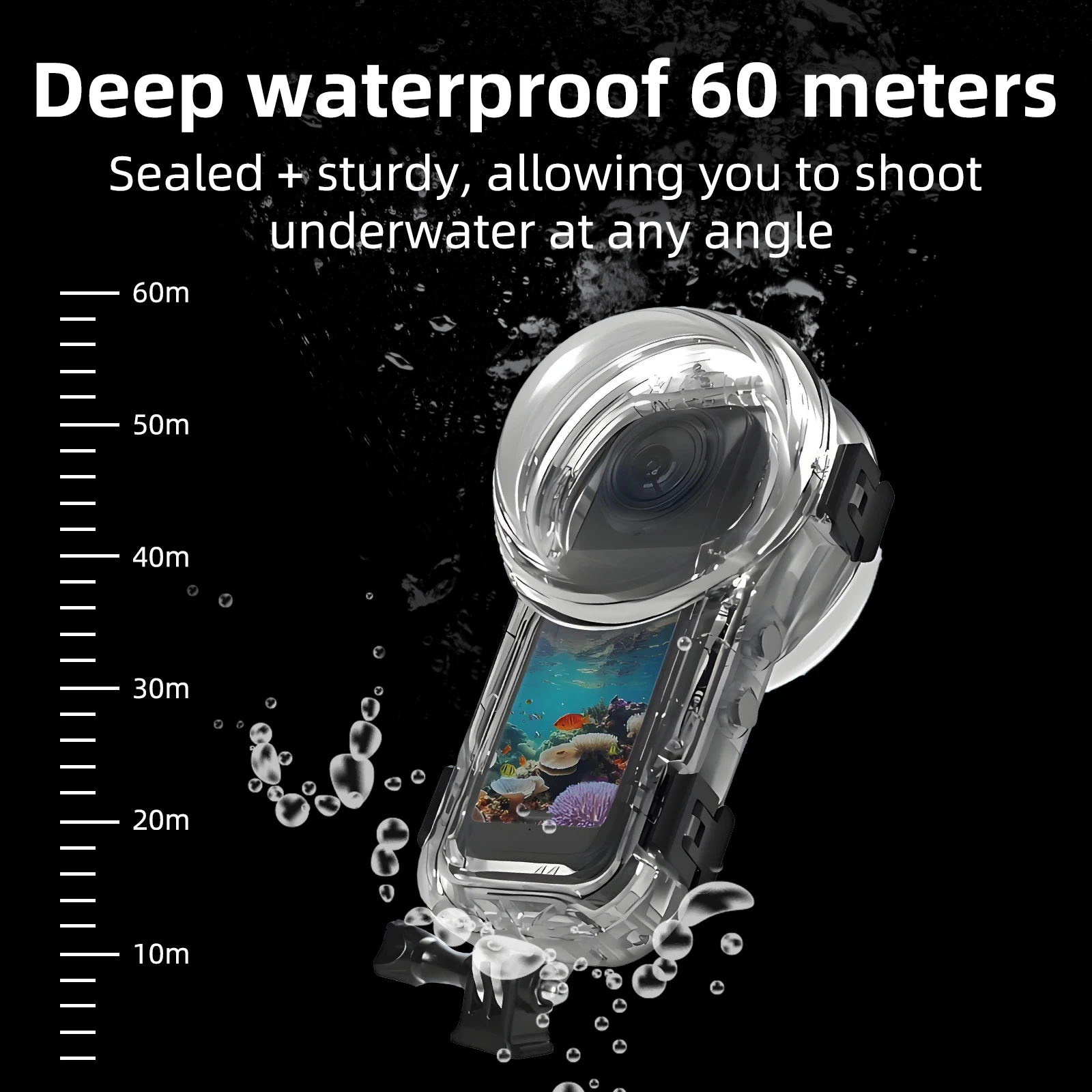 Dive Case for Insta360 X5, 60m/197ft Waterproof Housing Cover Invisible Underwater Diving Shell for Insta 360 X5 Accessories