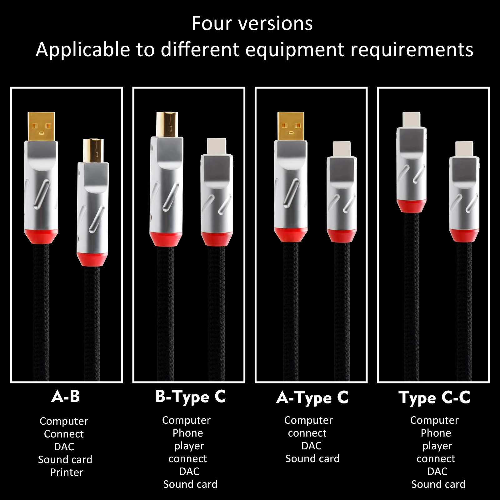 Monosaudio Hi-Fi USB Cable Pure Silver DAC Type C to B/A-B/C-C/A-C Upgrade Digital Audio USB to Type C  for DAC Mobile Phone