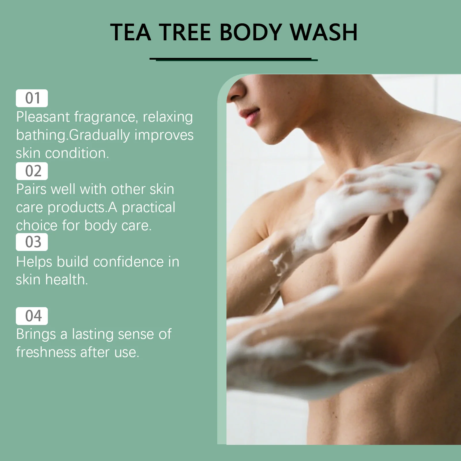 Tea Tree Refreshing Body Wash - Hydrates and Nourishes, Cools and Moisturizes, Creates Rich Lather, Ideal for Daily Cleansing