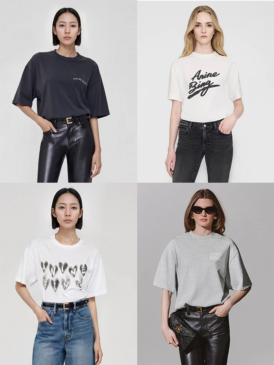 

Футболка с буквенным принтом логотипа бренда из магазина покупателей, свободная хлопковая весна-лето, повседневная одежда, круглая одежда Ne ort Sve