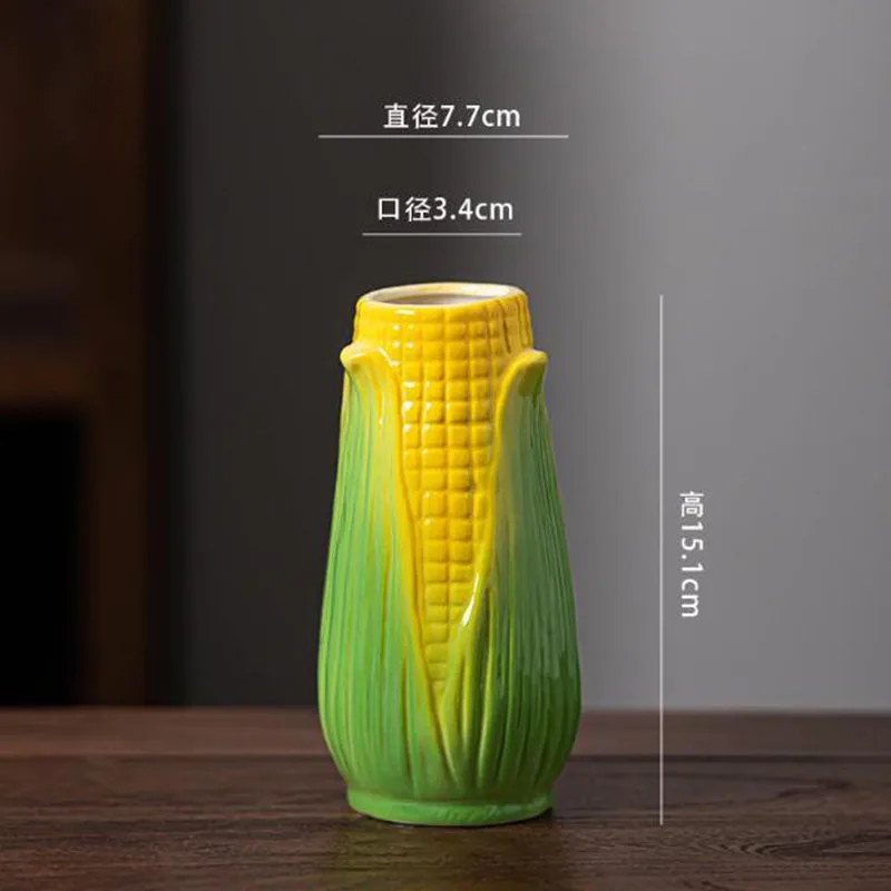 Ceramic Corn Flower Pot Green Plant Pot Hydroponic Vase Basin Tabletop Ornaments Creative Garden Home Decor