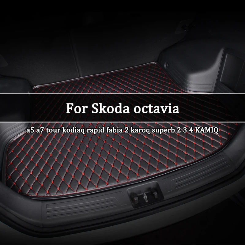 Custom Car Trunk Mats for Skoda octavia a5 a7 tour kodiaq rapid fabia 2 karoq superb 2 3 4 KAMIQ auto styling accessories