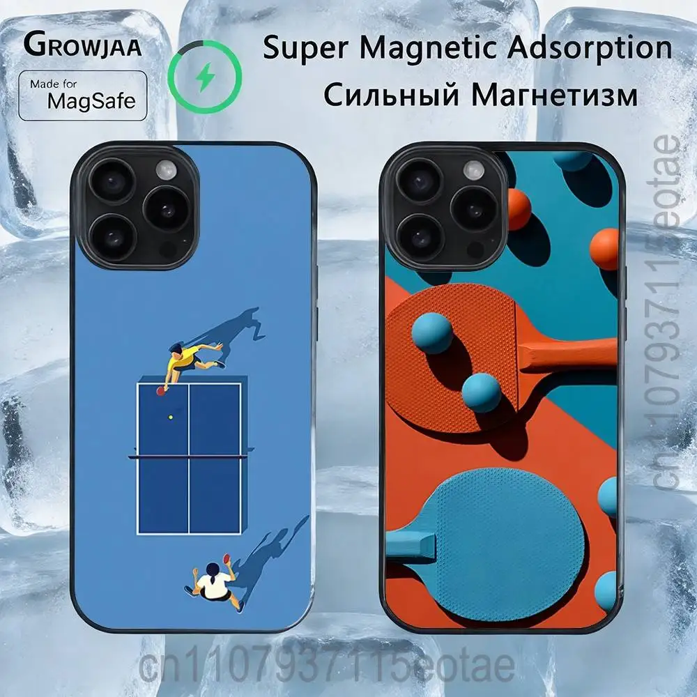 

Table Tennis Racket Ping Pong BALL Phone Case For IPhone 14 16 17 13 12 11 15 Pro Max Plus For Magsafe Wireless Charge Cover