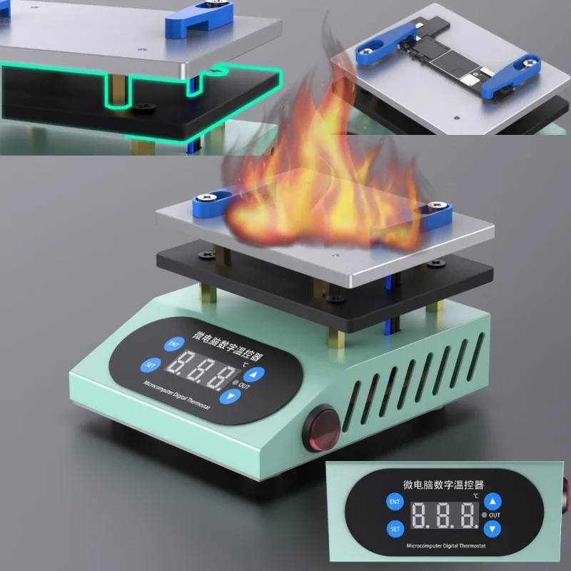 

SK‐H2 Нагревательный стол Цифровой термостат Платформа из алюминиевого сплава Быстрый нагрев до 260 ° C для ремонта BGA/PCB/SMD/LCD/сенсорного экрана