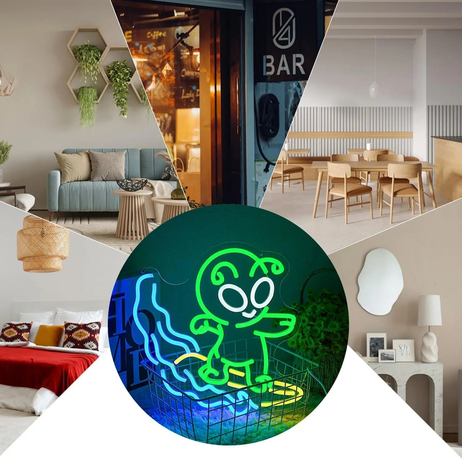 Alien Neon Sign LED Wall Art USB Powered Acrylic UFO Glow Lamp Outer Space Theme Bedroom Game Room Party Sci Fi Decor