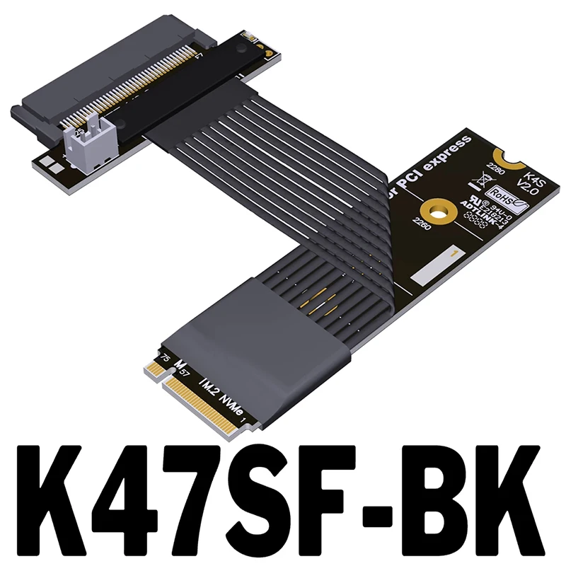 High-speed K47SF-BK For M.2 NVMe to U.2 SFF-8639 SSD Riser Cable PCIe 5.0 x4 Gen5 U.2 For NVMe SSD Cards to M.2 Slot Extension