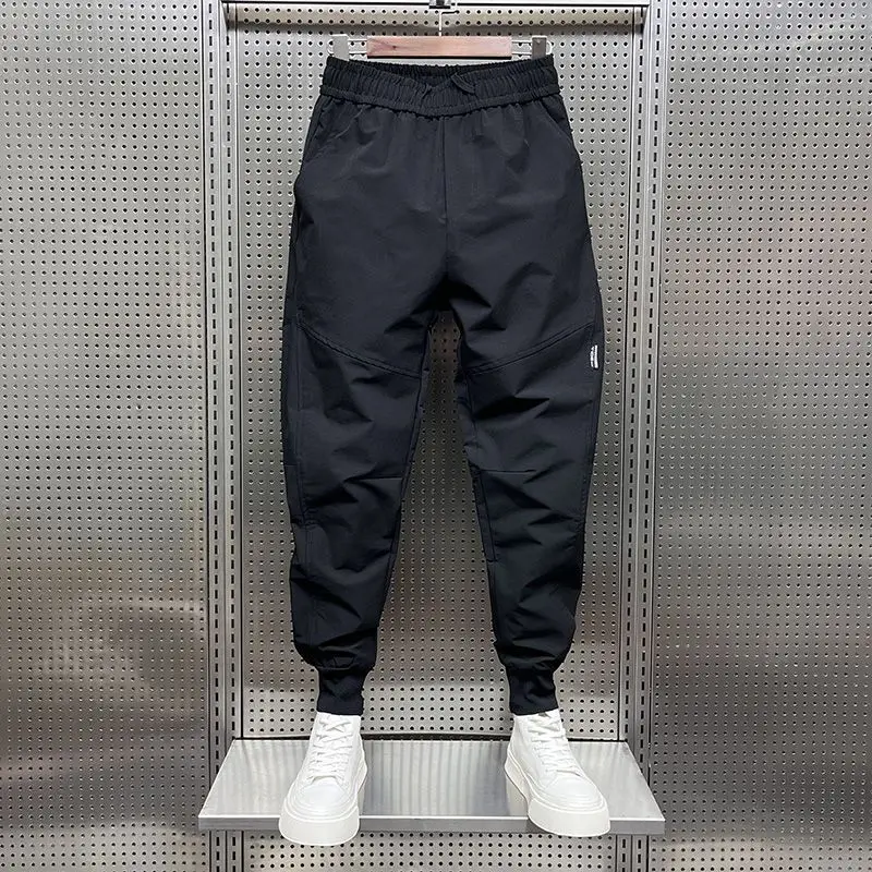 Spring Autumn Fashion Drawstring Luxury Clothing Men Casual Pants Men's Korean Style Slim Thickened Streetwear Black Trousers