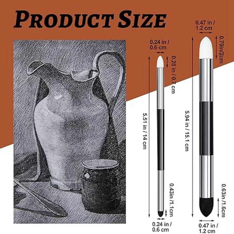 6Pack Sketch Pen Dual Ended Washable Friction Sponge Brushes Sketch Wipe Reusable Blending For Student Artists