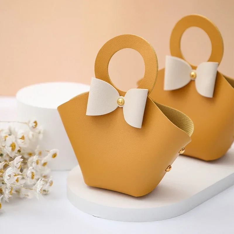 20PCS Leder Geschenk Taschen Bogen Band Verpackung Tasche Hochzeit Gunsten Verteiler Taschen Weihnachten Süßigkeiten Verpackung Box Mini Handtasche – Detail 28
