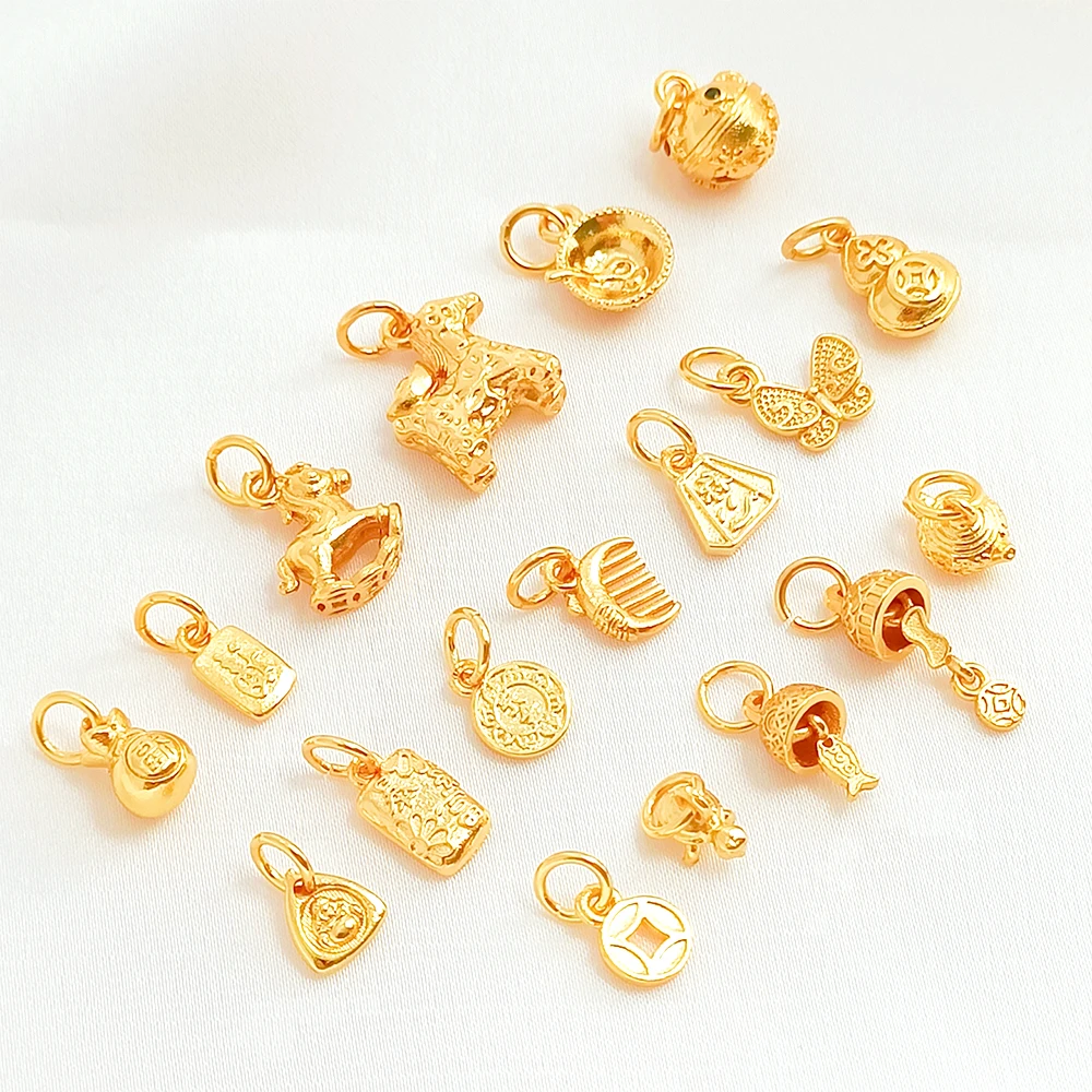 Brass Coated Gold Zircon Inlay Chinese Style Gourd Pendant Butterfly Beads DIY Jewelry Necklace Bracelet Accessories Materials