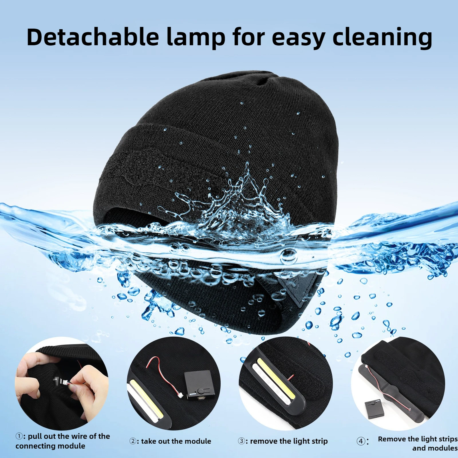 Casquette de casque avec lumière LED de sécurité Rechargeable, amovible, lavable, course de nuit, cyclisme, randonnée, éclairage coloré, cadeaux de noël