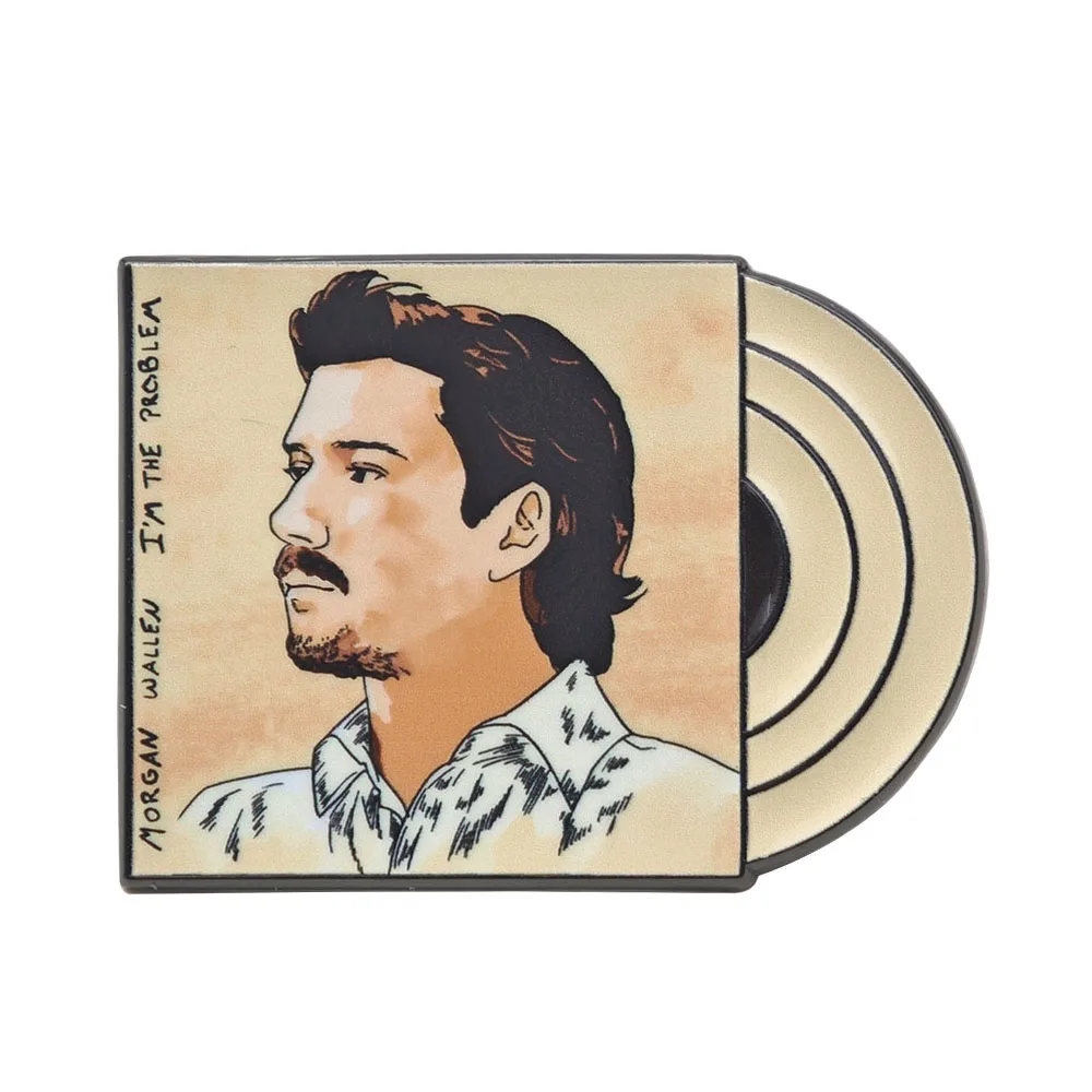 M-Morgan Wallen – Ich bin das Problem – Brosche, Anstecker für Country-Musik-Fans, Reversnadel, beige Vinyl-Schallplatten-Abzeichen, Album-Sammlerstück, Schmuck, Geschenk. – Detail 1