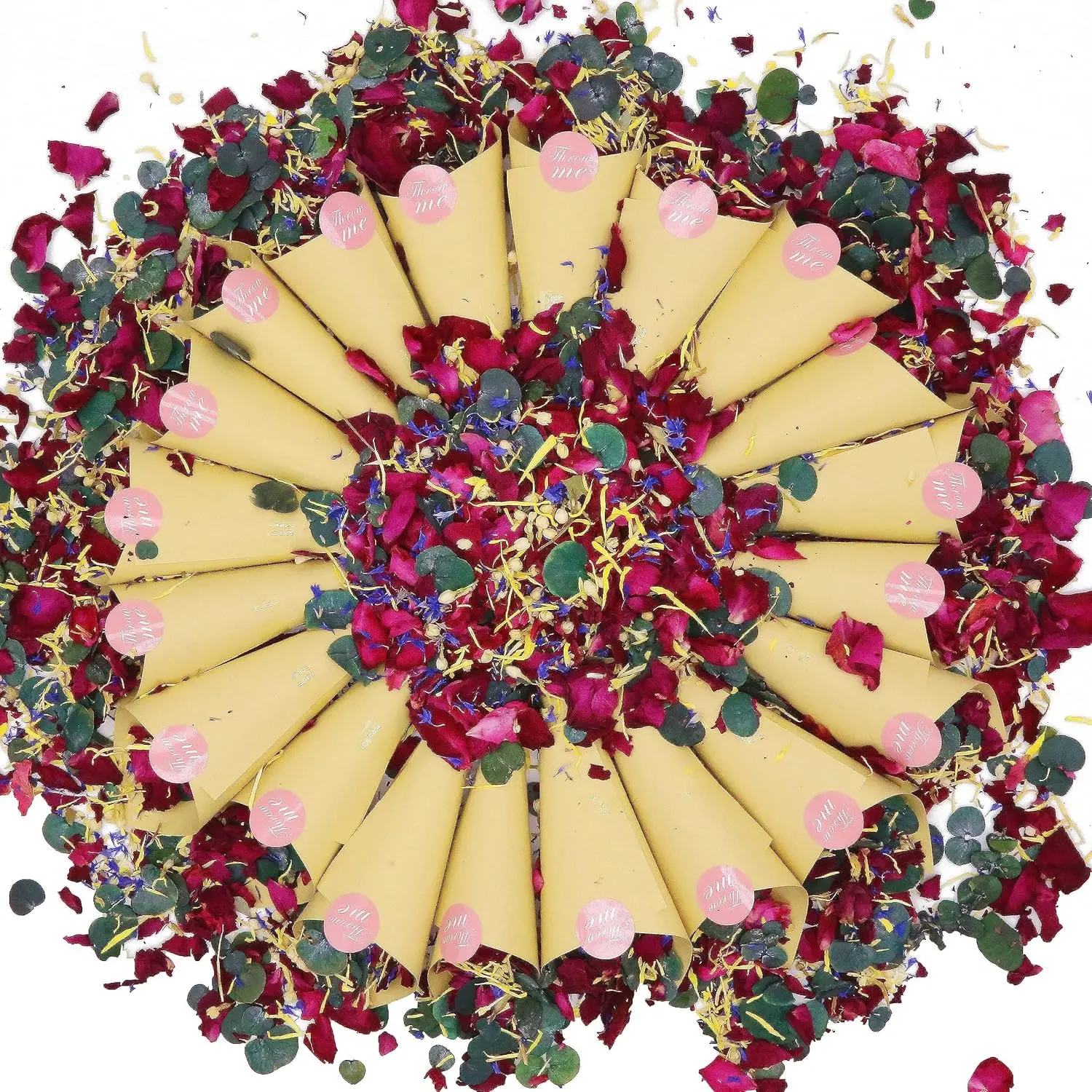 

2 QT Dried Rose Petals & Eucalyptus Leaves Mix, Natural Biodegradable Confetti for Wedding Parties, 20+ Cups, Flower Girl