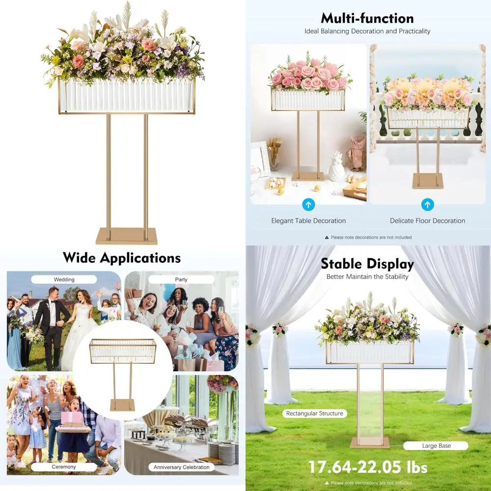 

Gold Vase Centerpieces with Crystal Accents for Elegant Wedding Receptions and Special Events