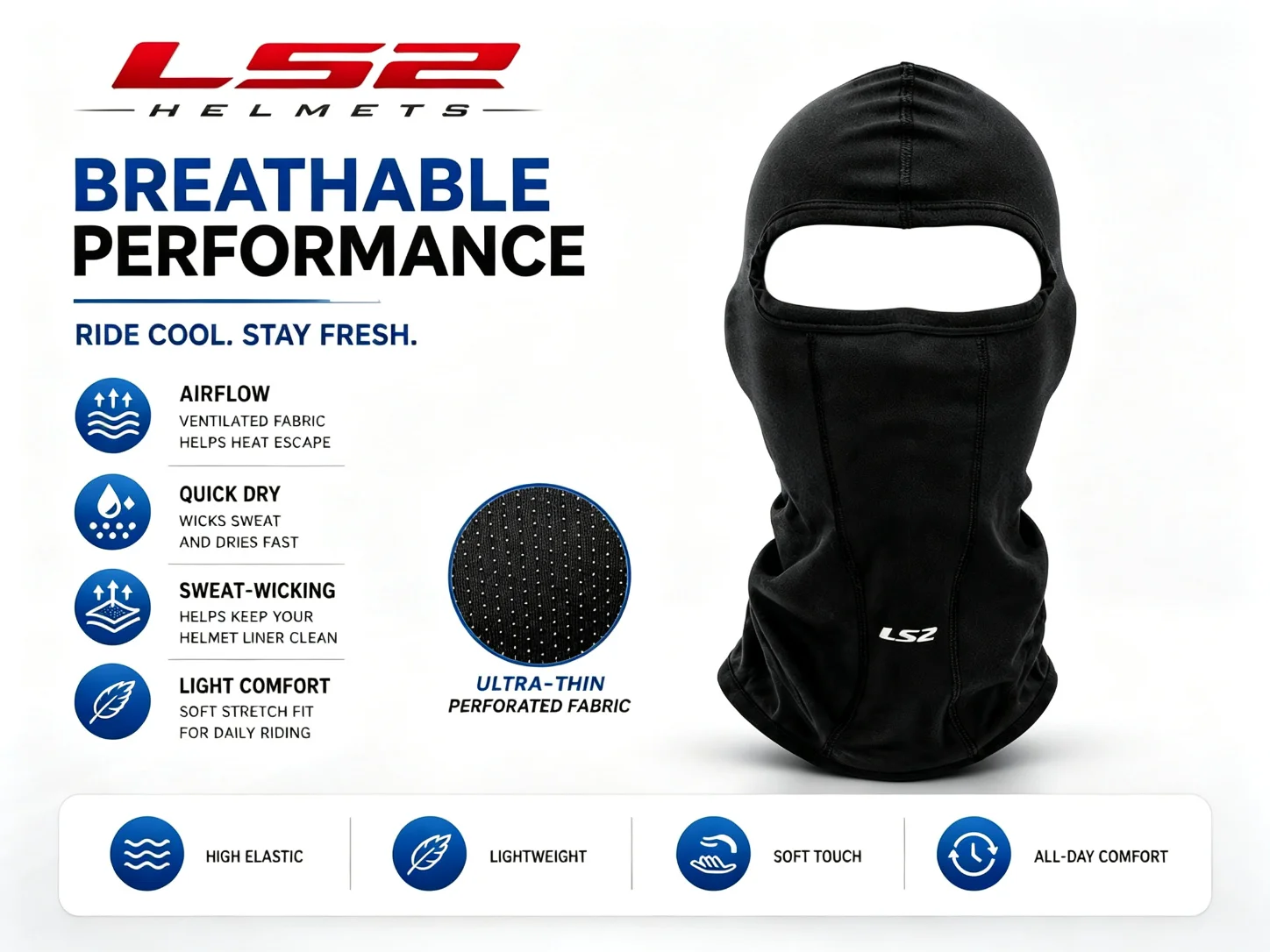 Ls2 original Motorrad Gesichts maske Sturmhaube Sommer atmungsaktive Eis Seide Motocross Reit maske UV Sonnenschutz Motorrad Zubehör – Detail 2