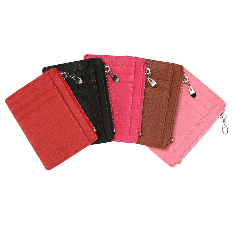 Porta biglietti da visita ID sottile in pelle PU Donna Uomo Mini Portafogli corti con cerniera Portamonete piccolo Custodia per soldi Organizzatore