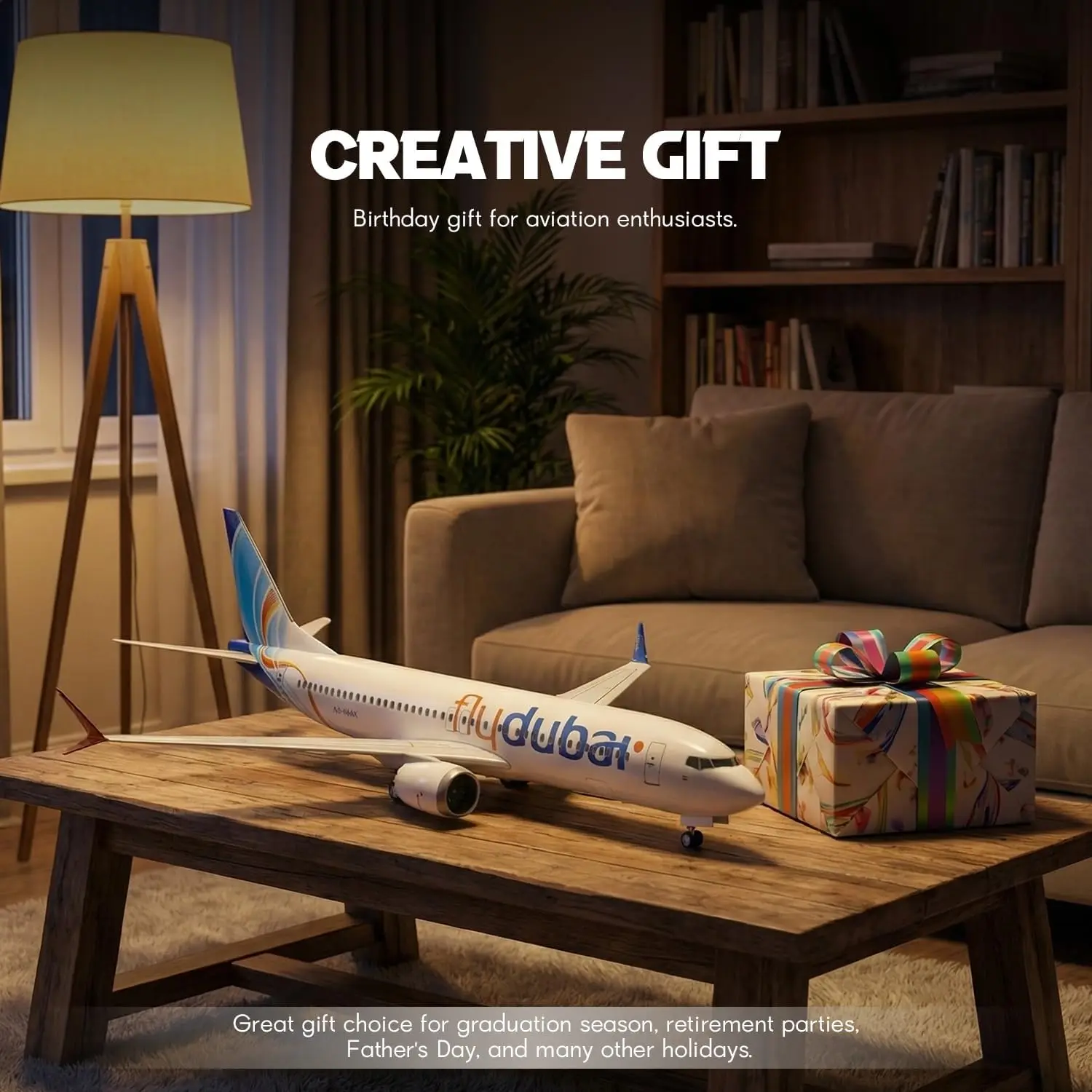 

New 1/85 Scale collectible aircraft B737 MAX Airplane Fly Dubai Airways Middle East Adults Fun Diecast Plane Model Toy Collectio