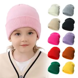 Trendy Solid Kids Winter Hat 2-6 Years Soft Baby Beanie Hat Knit Warm Beanies for Boys Girls