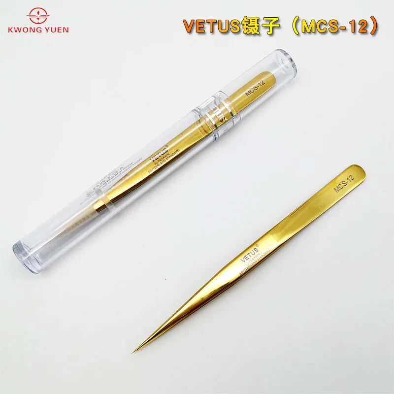 Vetus Tweezer Stainless Steel Non-magnetic Pointed Tip Professional Switzerland Standard MCS-12  For Watchmakers, Eyeglass