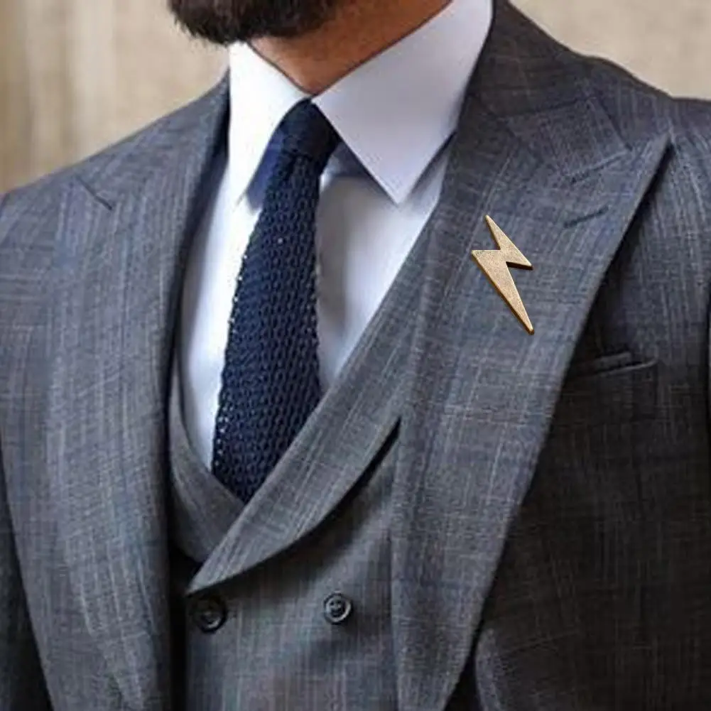 Men Suit Lapel Pin Three-dimensional Geometric Lines Brooch Safety Pin Base Electroplated Fashion Accessories Supplies