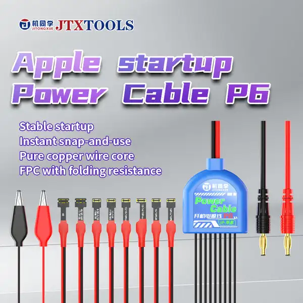 JTX P6 Stable Startup Plug and Play Pure Copper Wire Core Flexible FPC with Fold Resistance IPhone 8in1 Power Supply Boot Cable