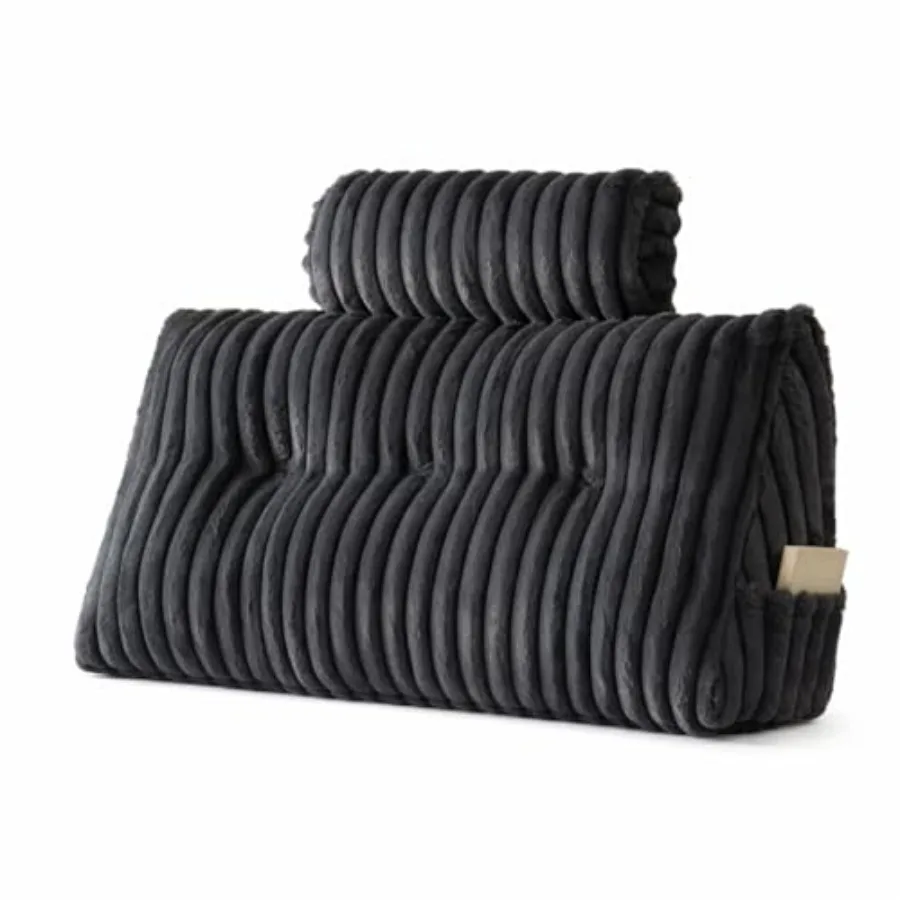 

Faux Fur Headboard Pillow with 2 Pack Neck Roll Pillow Large Headboard Pillow Soft and Supportive with Removable Cover Grey Twi