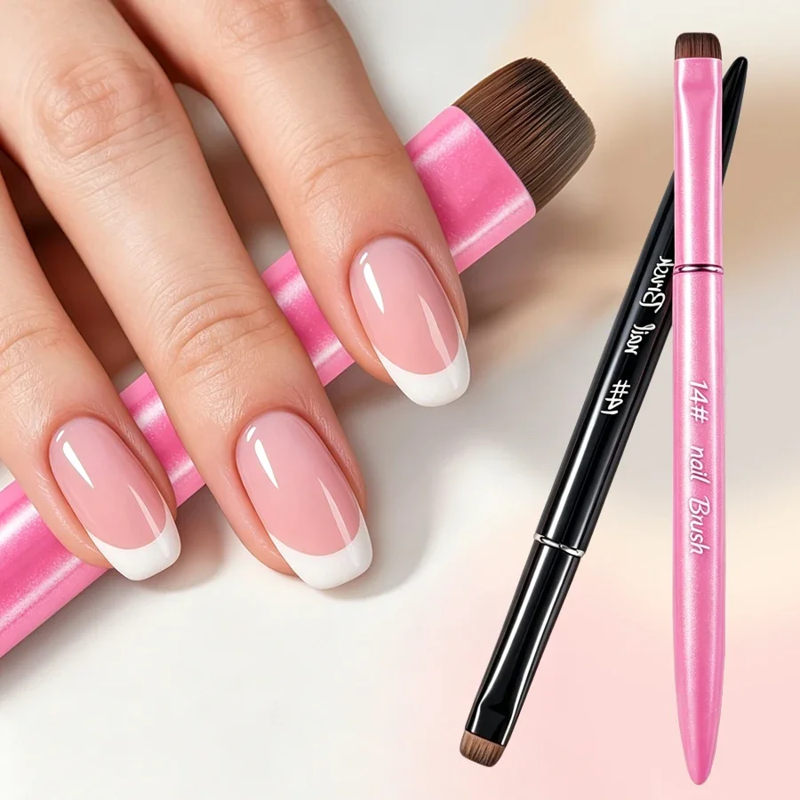 Nail Art Brush Set French Tip Cleaning Multi-functional Nail Brush with Cap for DIY Manicure