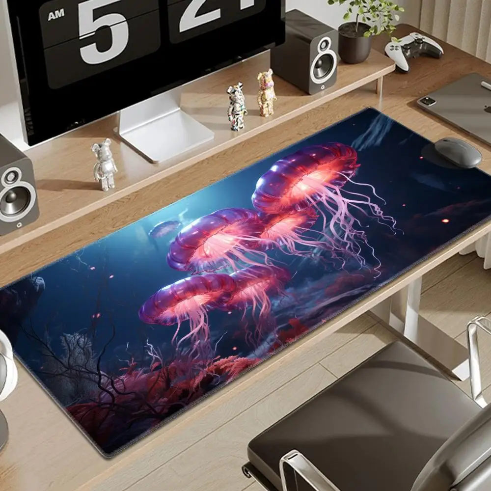 Colorful Jellyfish Boy Pad Gamer Speed Mice Retail Small Rubber Mousepad Size For Large Edge Locking Game Keyboard Pad