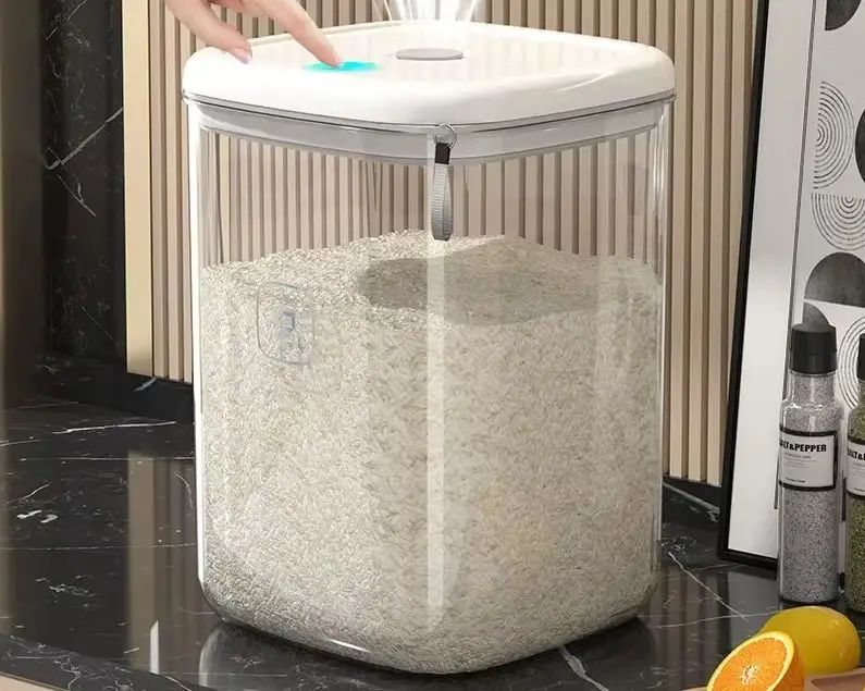 Kitchen Household Vacuum Rice Bucket, Insect Proof and Moisture-Proof Rice Box, Sealed Large Capacity Grain Storage Bucket