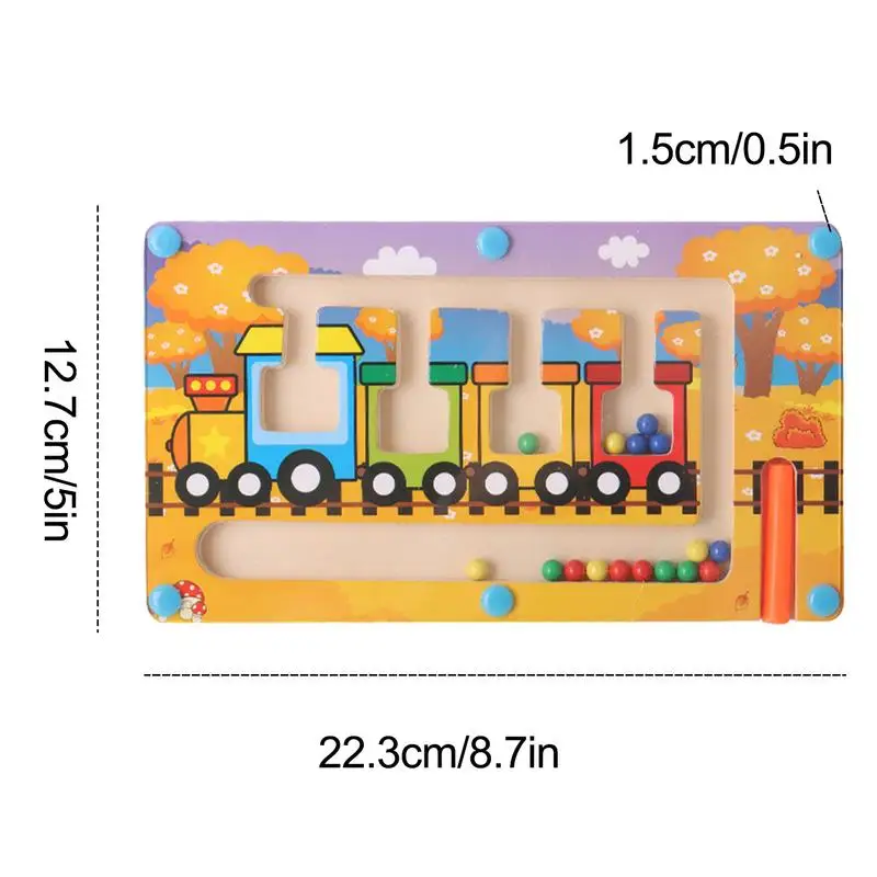 Magnetic Color Maze Lightweight Cartoon Magnetic Puzzle Maze Toy Board Game Wooden Educational Toy Magnetic Maze Portable To