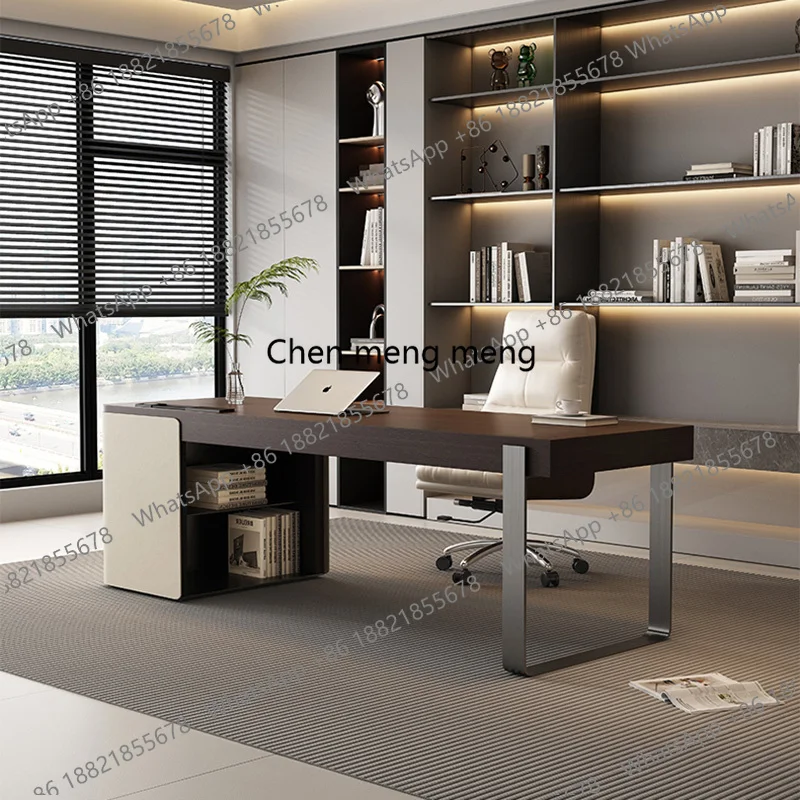 

Wooden Desk with Drawer and Stainless Steel Legs,Computer Desk,Contemporary Writing Table for Home Office or Study Room