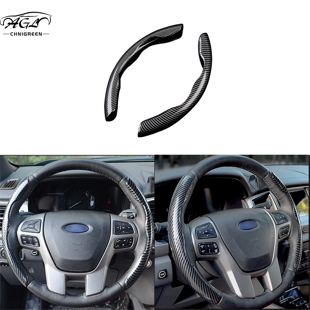 2pcs Carbon Fiber Color Steering Wheel Cover for Ford Focus 2 1 Fiesta Mondeo 4 3 Transit Fusion Ranger Mustang KA S-max