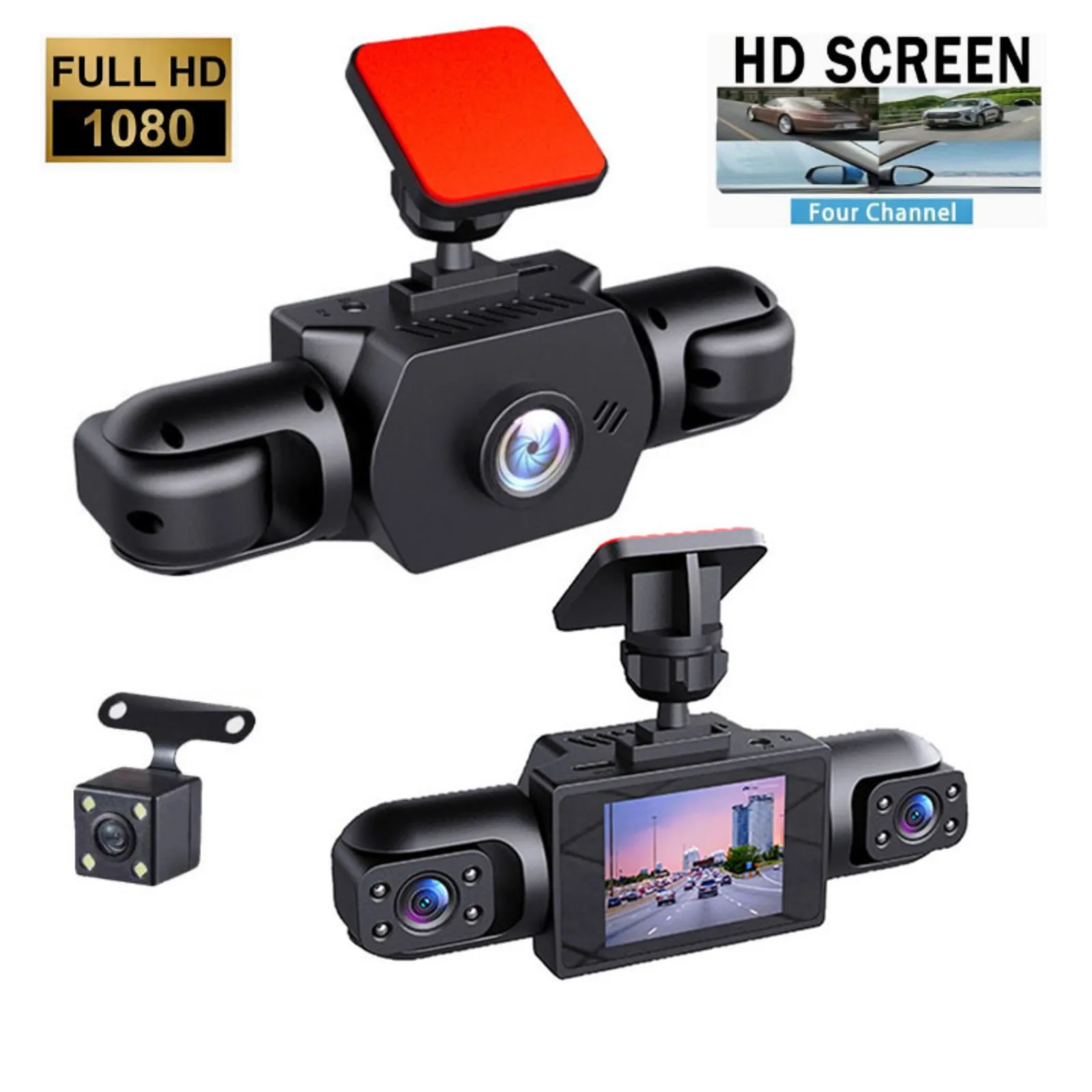 4-Channel 360° Dash Cam,170° Wide Angle,1080P Front Dual Interior Rear Camera,G-Sensor Loop Recording Parking Monitor DVR