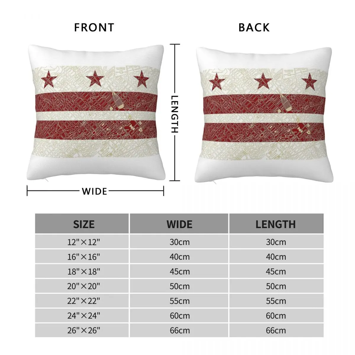 Washington DC Flag Map Square Pillowcase Polyester Linen Velvet Creative Zip Decor Sofa Seater Cushion Cover 18