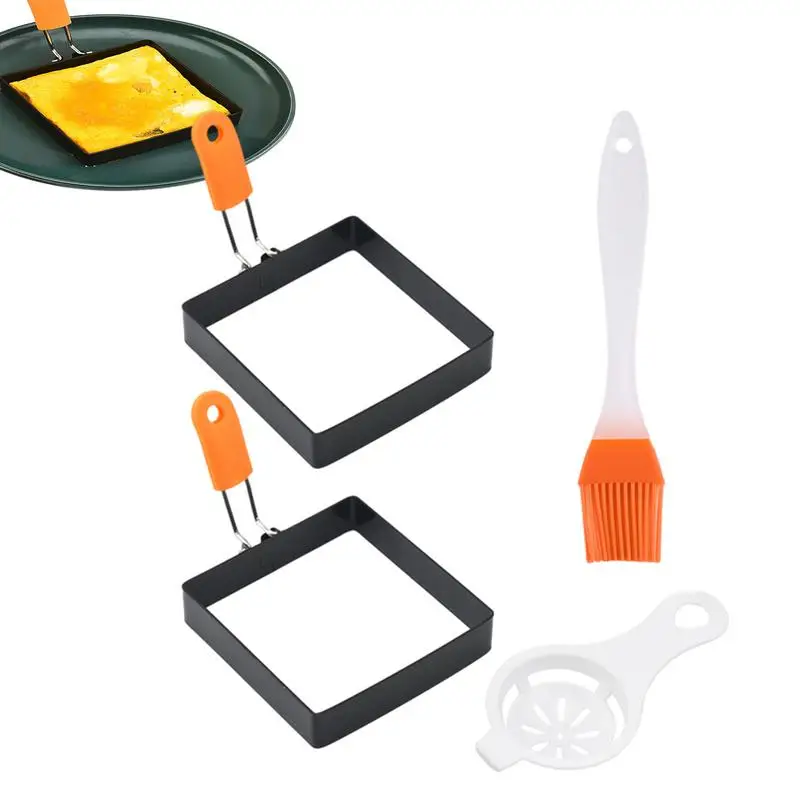 Stainless Steel Egg Fried Ring Non-stick Square Pancake Mold Muffins Omelet Maker Frying Egg Cooking Tool Kitchen Accessories