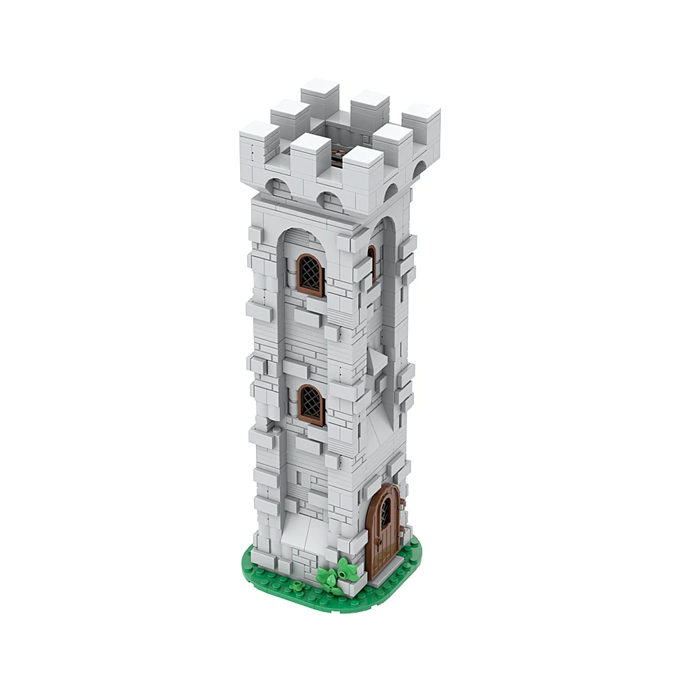 MOC Medieval Castle Lion Knight Watch Tower Building Block Medieval Military Modular DIY Brick Children's Toy Birthday Gift