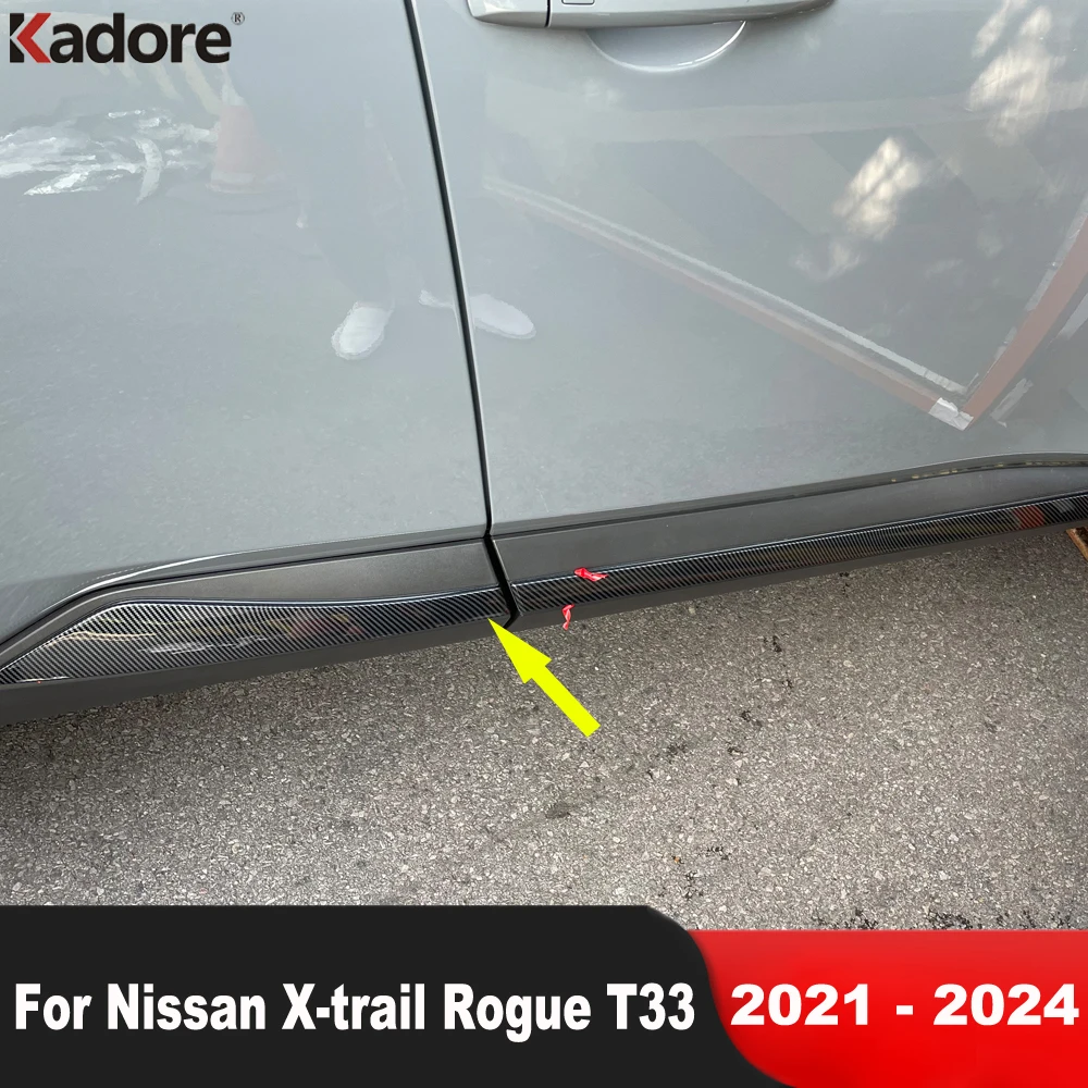 For Nissan X-trail Rogue 2021 2022 2023 2024 Carbon Fiber Side Door Body Trim Door Streamer Molding Strip Car Accessories