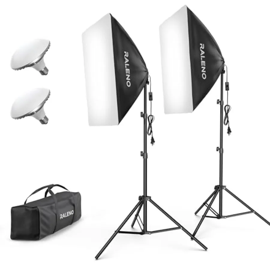 

Softbox Lighting Kit, 20X28-Inch Softbox Photography Lighting with LED Bulbs 50W 5500K TLCI≥97,Streaming Lighting for Video Rco