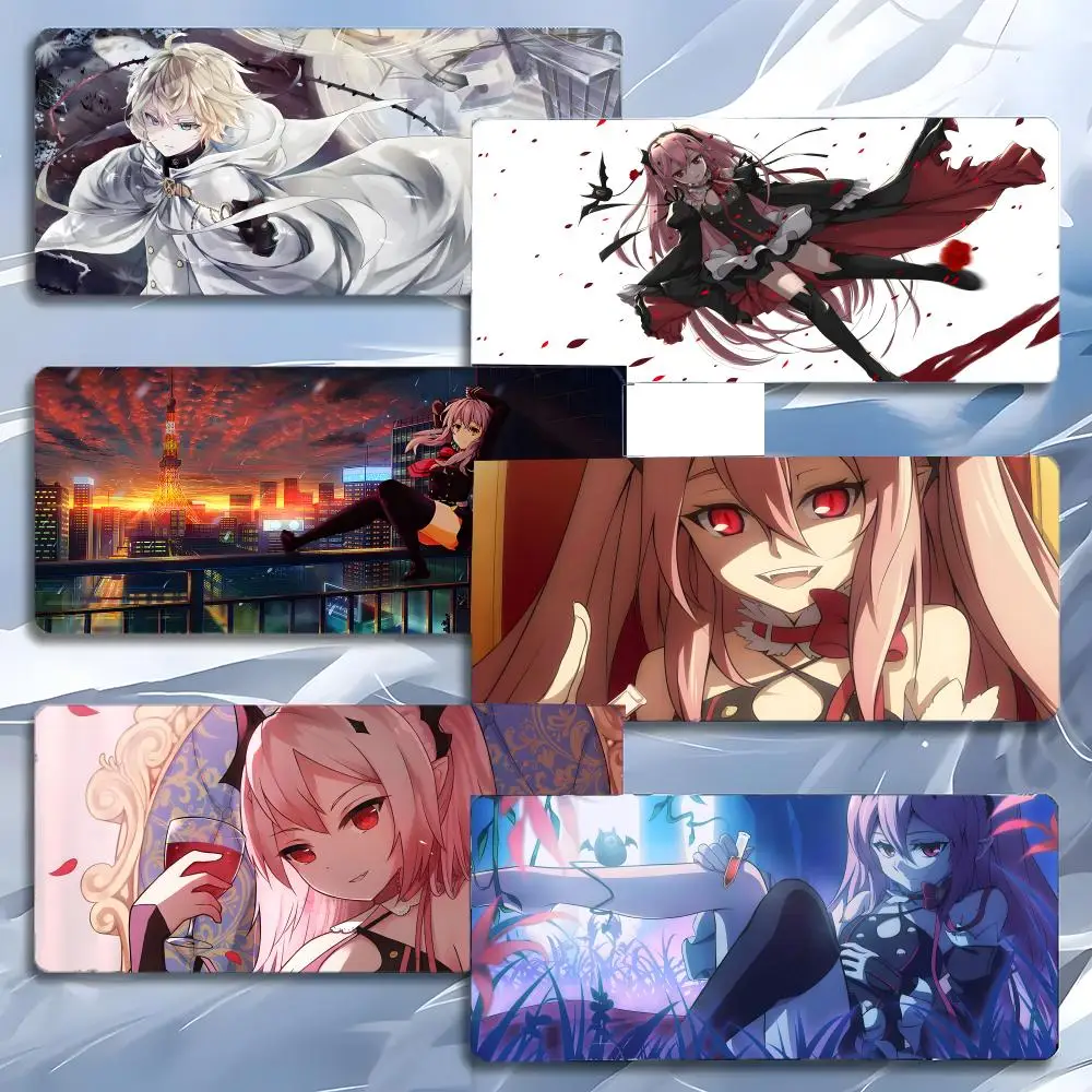 

Коврик для мыши в стиле аниме Dark Seraph of the End, большой игровой коврик с утолщенной кромкой, утолщенный коврик для ПК, настольный коврик